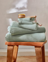 Drap de bain en coton nid d'abeille - Vert
