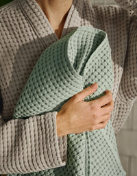 Serviette de toilette en coton nid d'abeille - Vert