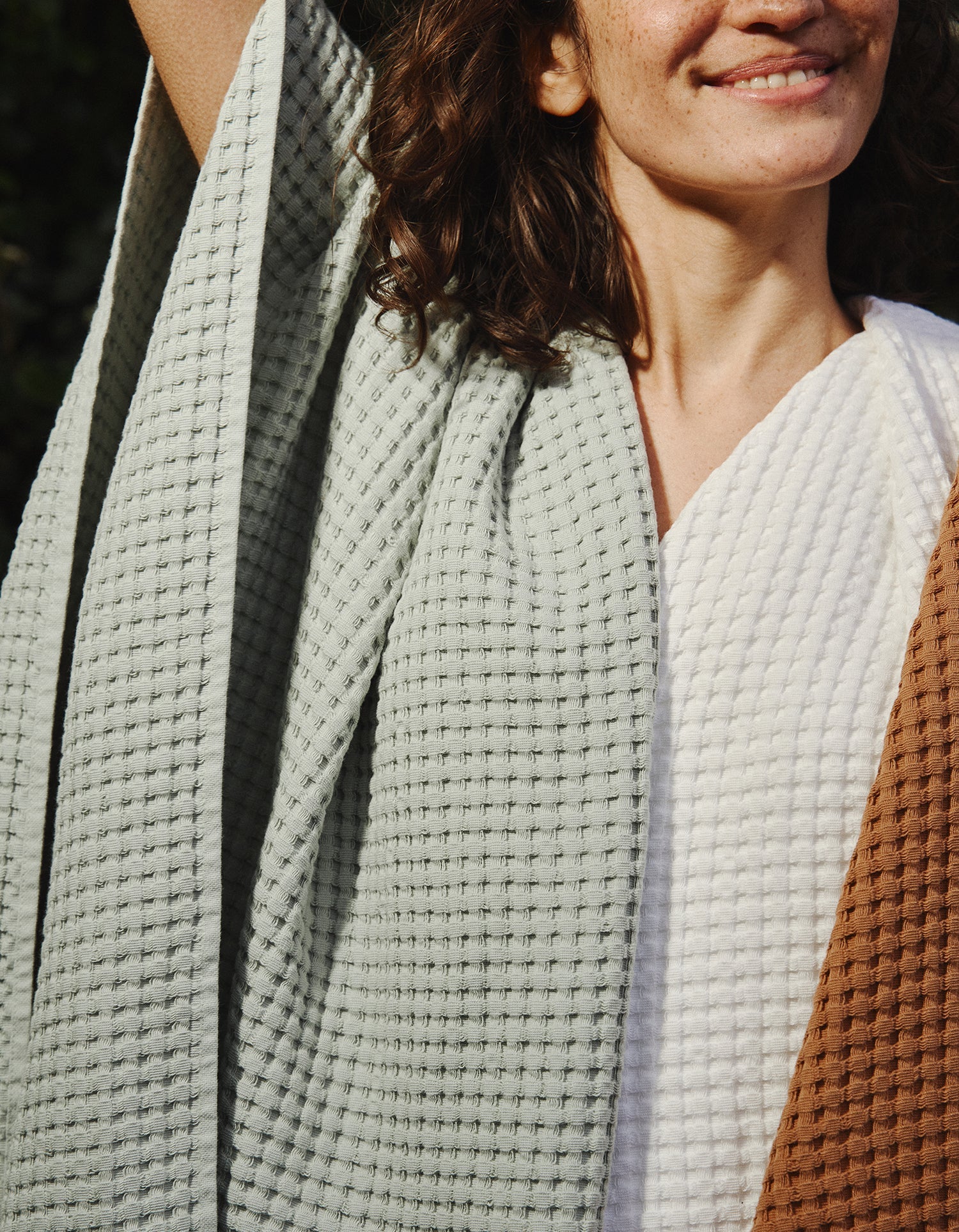 Drap de bain en coton nid d'abeille - Vert