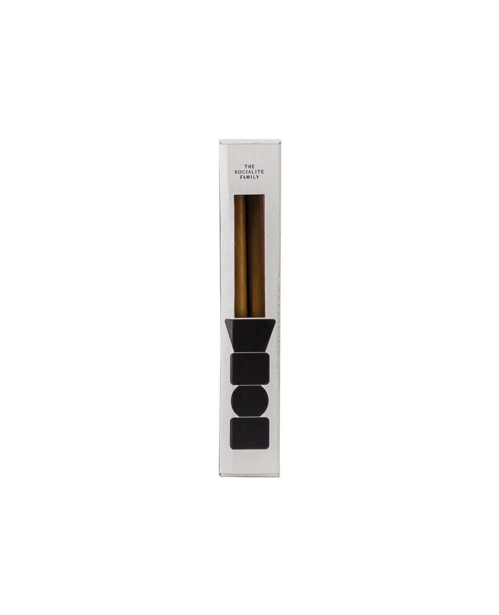 Duo de bougies flambeaux - Marron