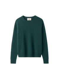Pull col rond Boyfriend en cachemire - Vert