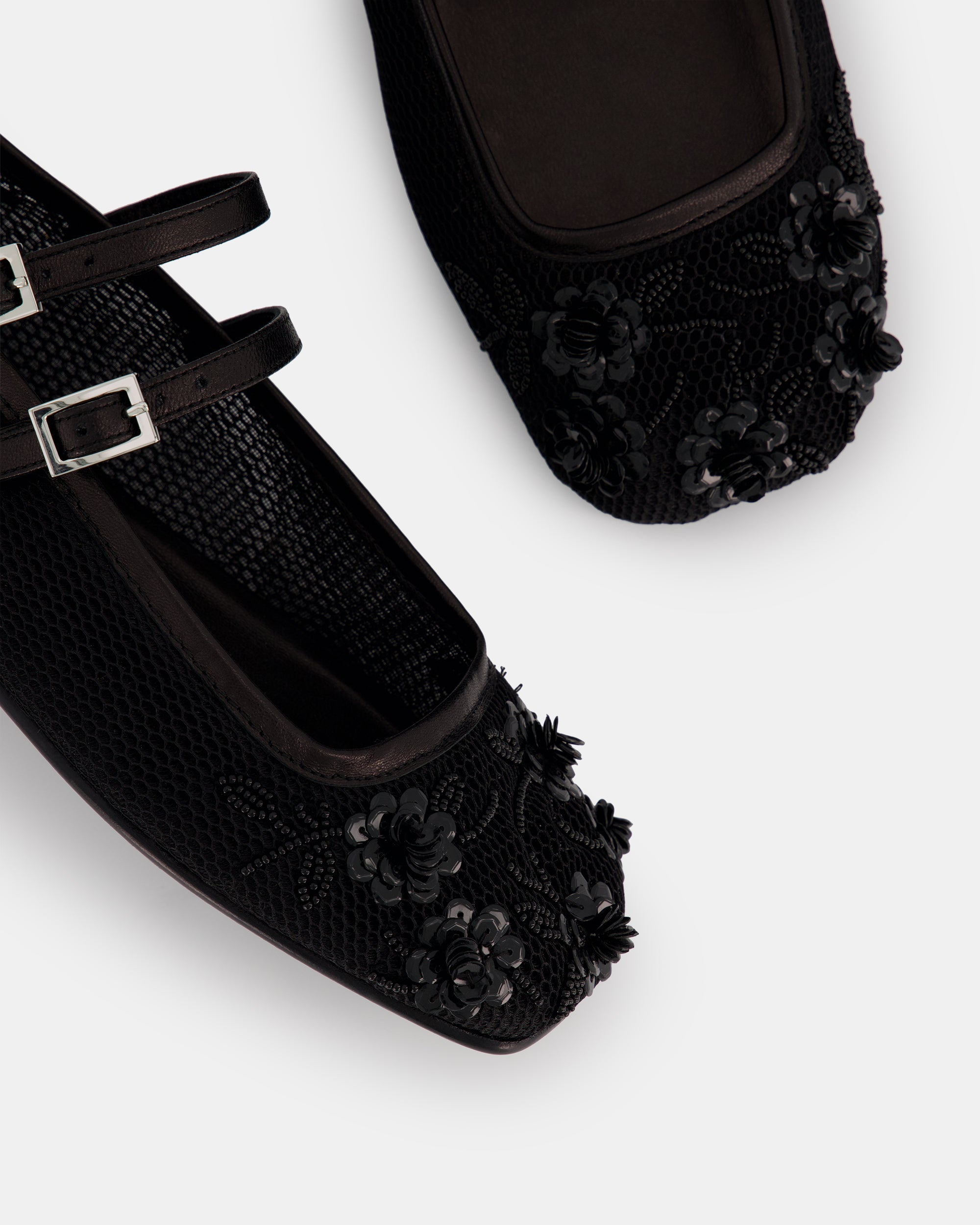 2 QTY NEW Bulla Rina Black Nappa Flower Mesh Black Nappa Flower Mesh