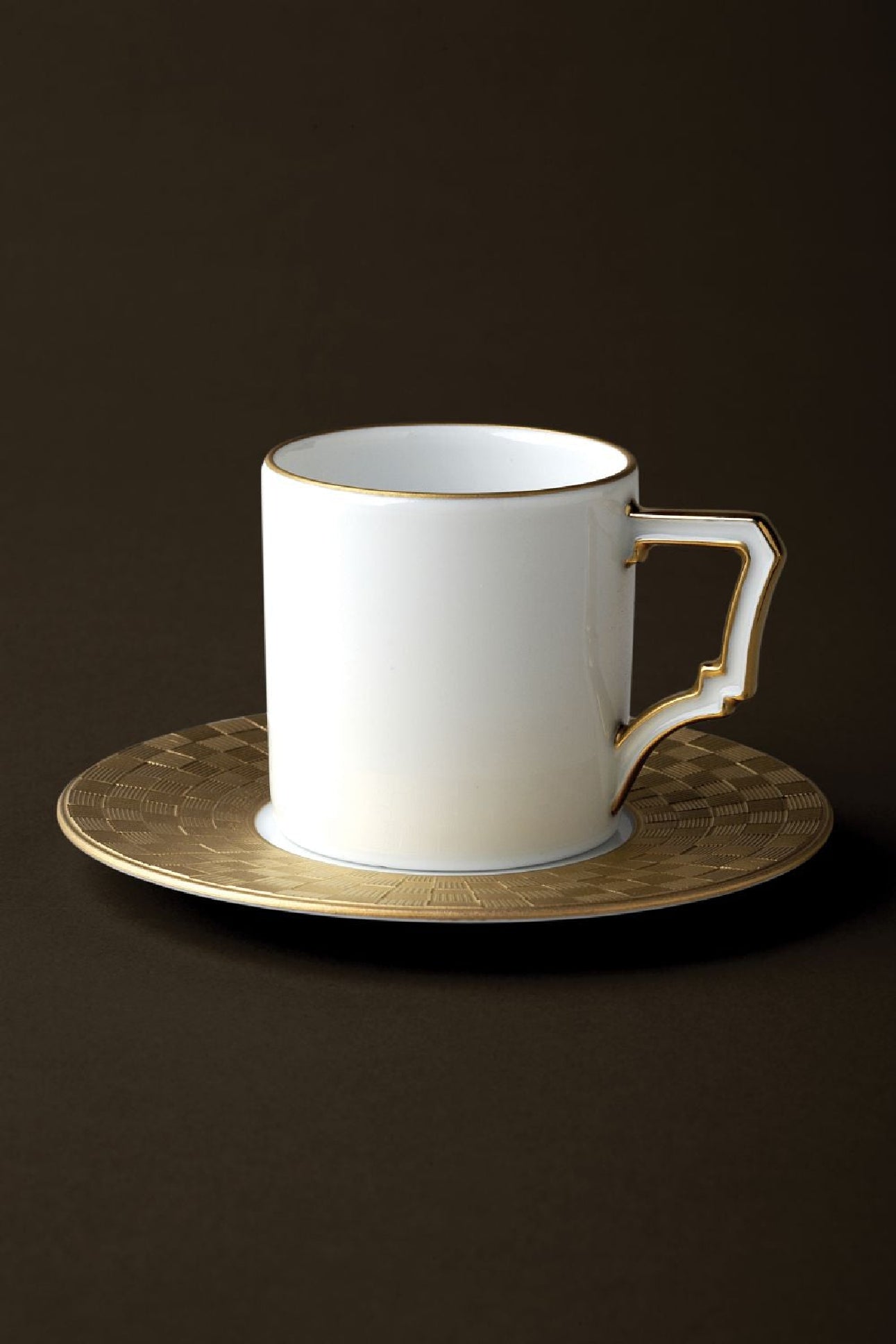 Tasse espresso & soucoupe Byzanteum en porcelaine - Blanc, Or & Platine