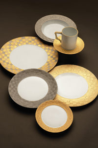 Assiette creuse Byzanteum en porcelaine - Blanc, Or & Platine