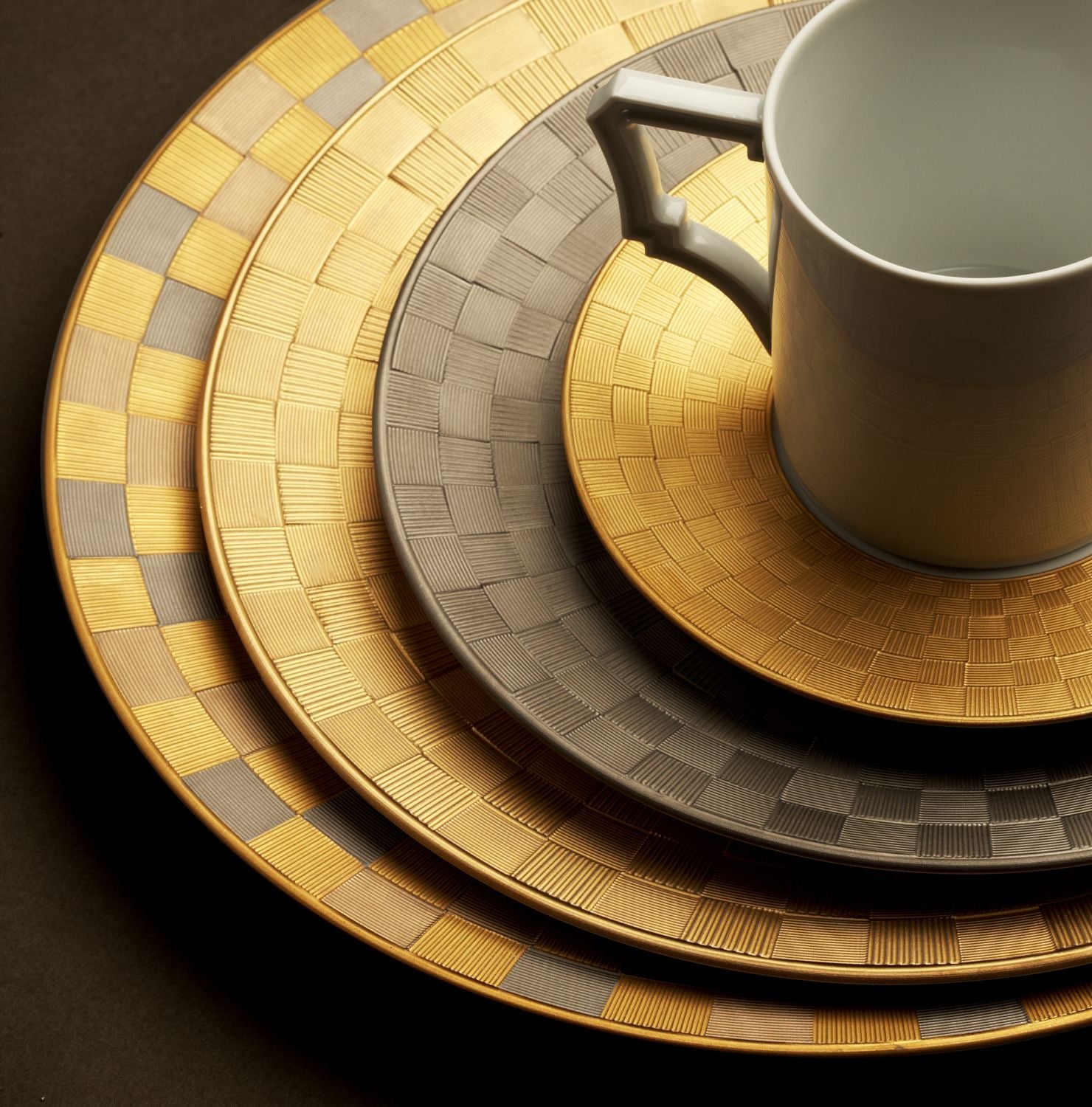 Assiette à pain et beurre en or et porcelaine - Gold & White