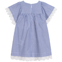 Robe en tissu rayé avec bande brodée - Rayure Bleu