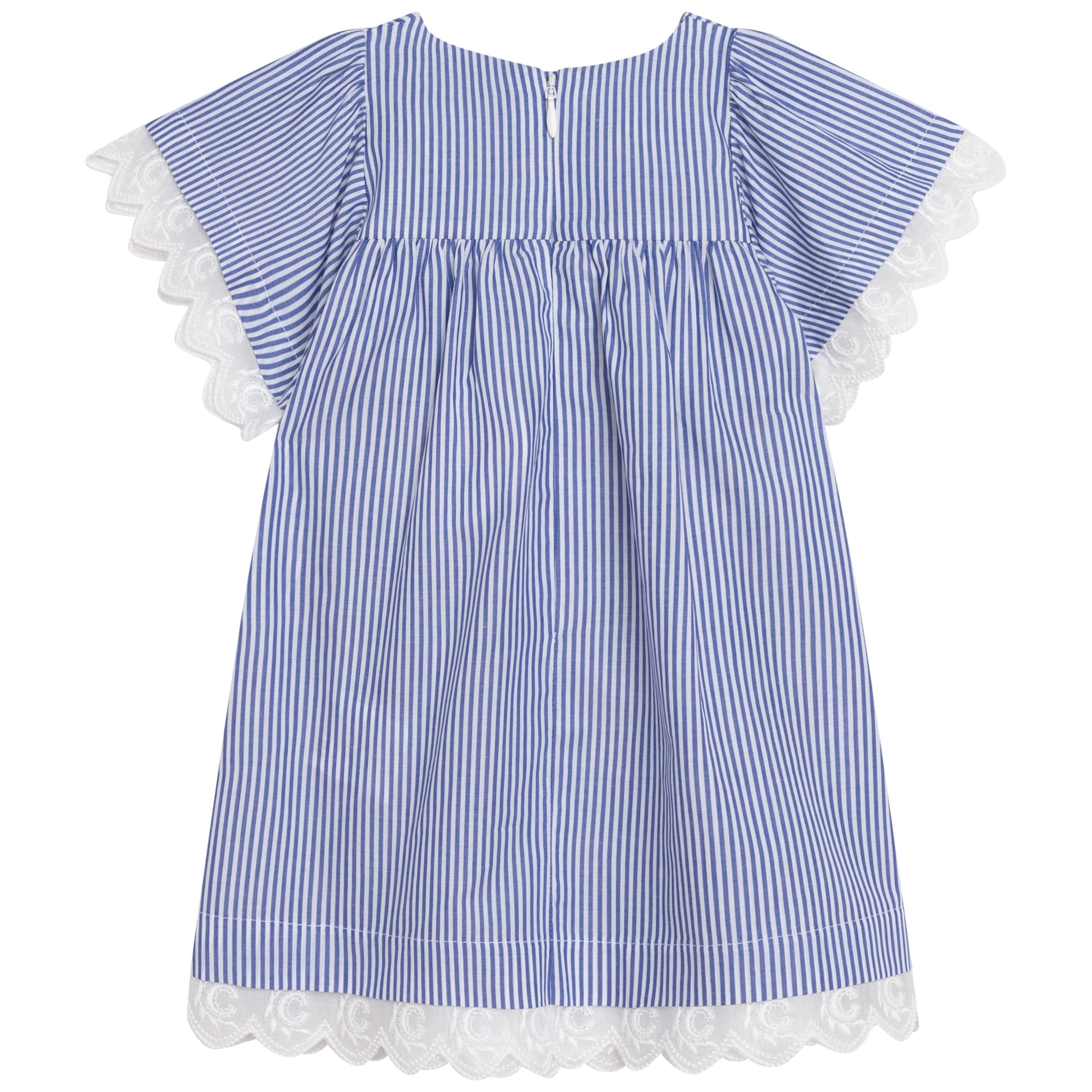 Robe en tissu rayé avec bande brodée - Rayure Bleu
