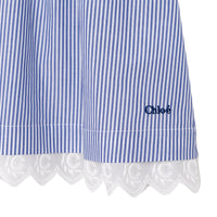 Robe en tissu rayé avec bande brodée - Rayure Bleu