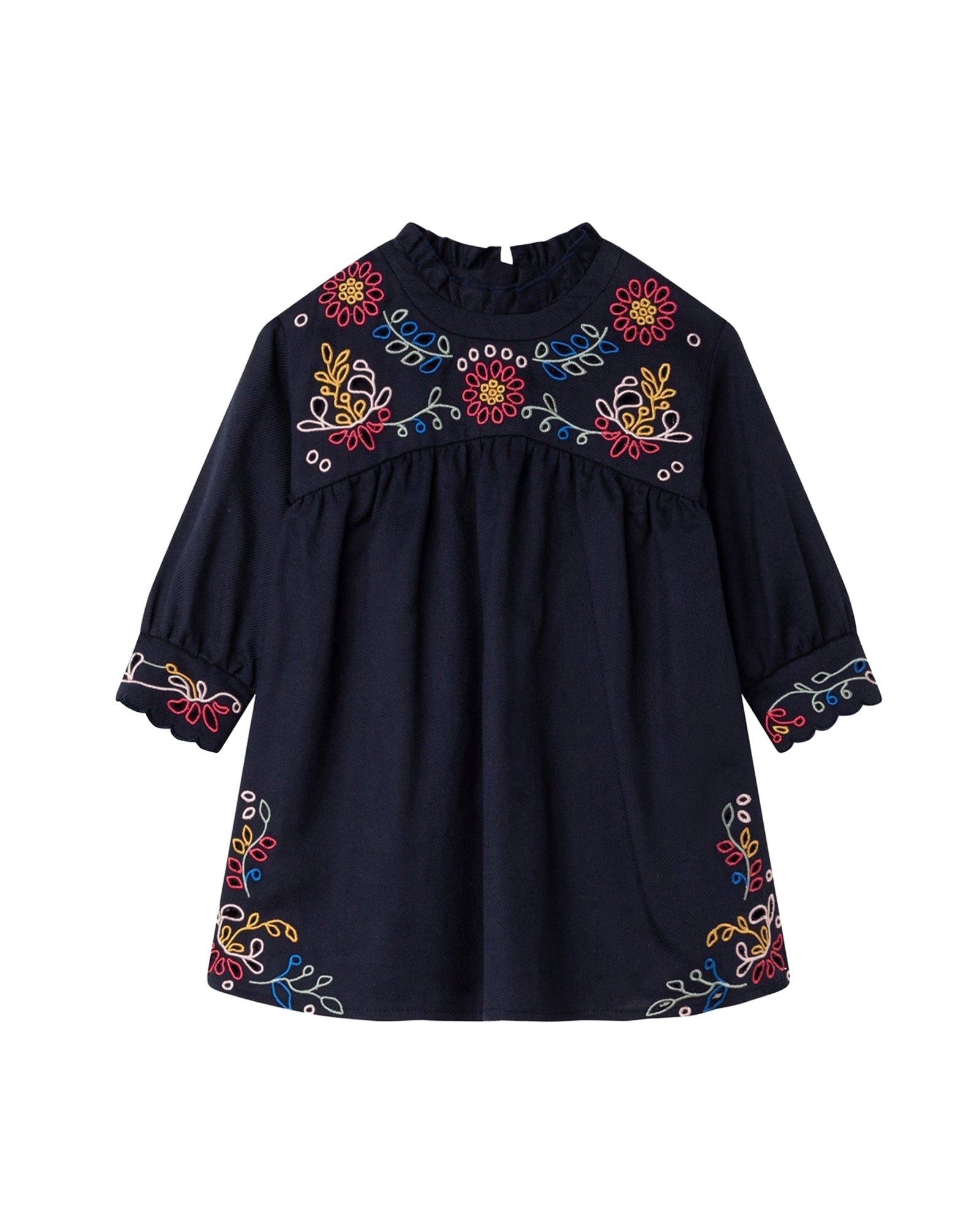Cotton dress with broderie anglaise - Bleu Amiral