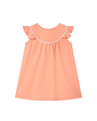 Robe brodée à volants en coton - Light Peach
