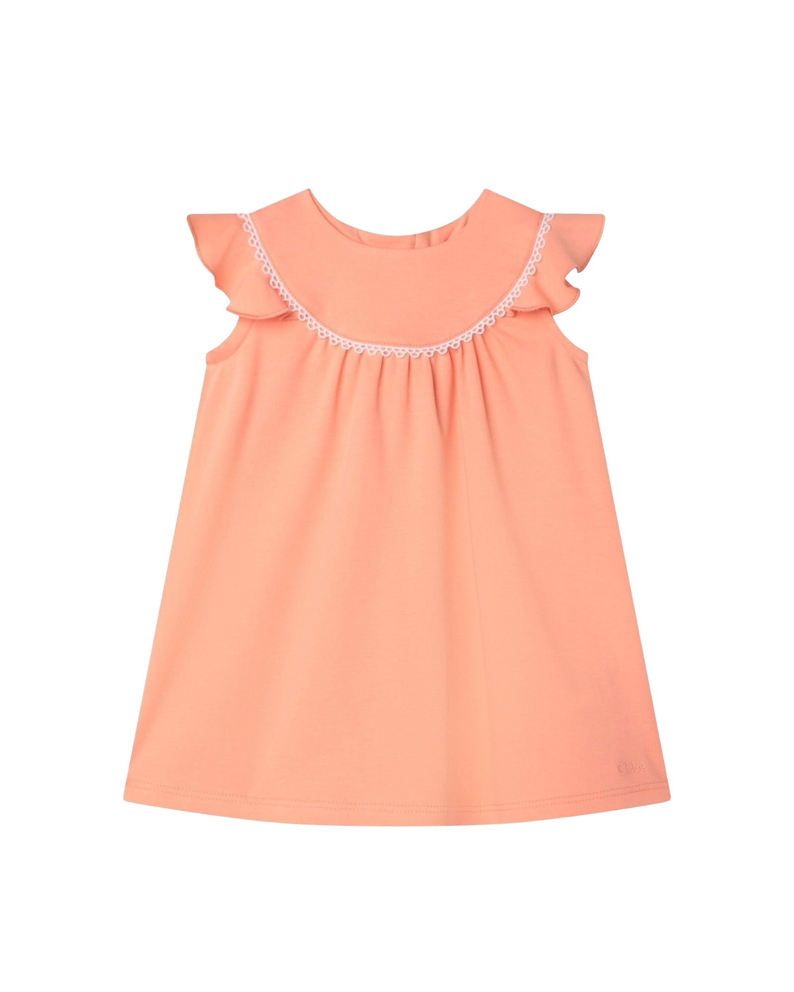 Robe brodée à volants en coton - Light Peach