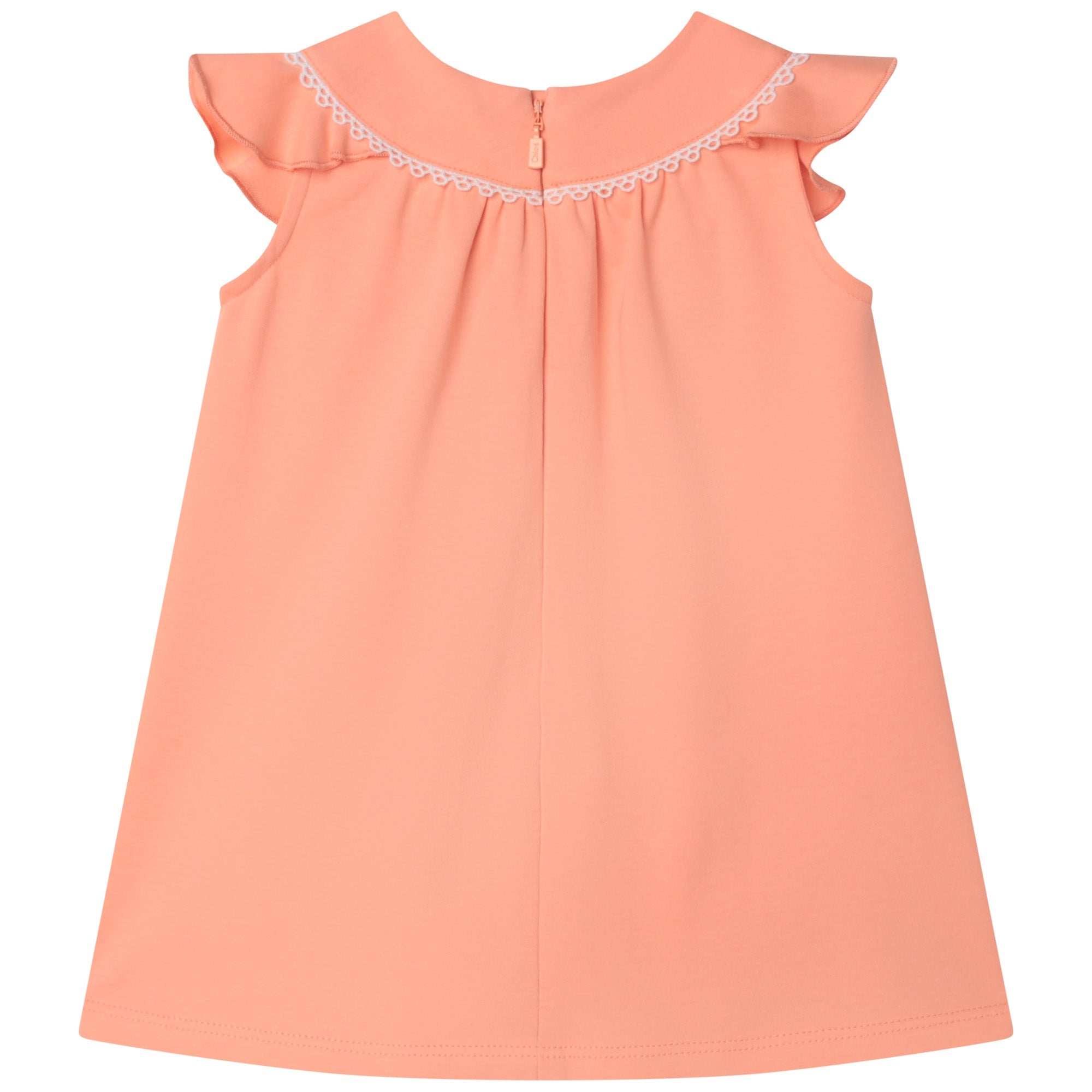 Robe brodée à volants en coton - Light Peach