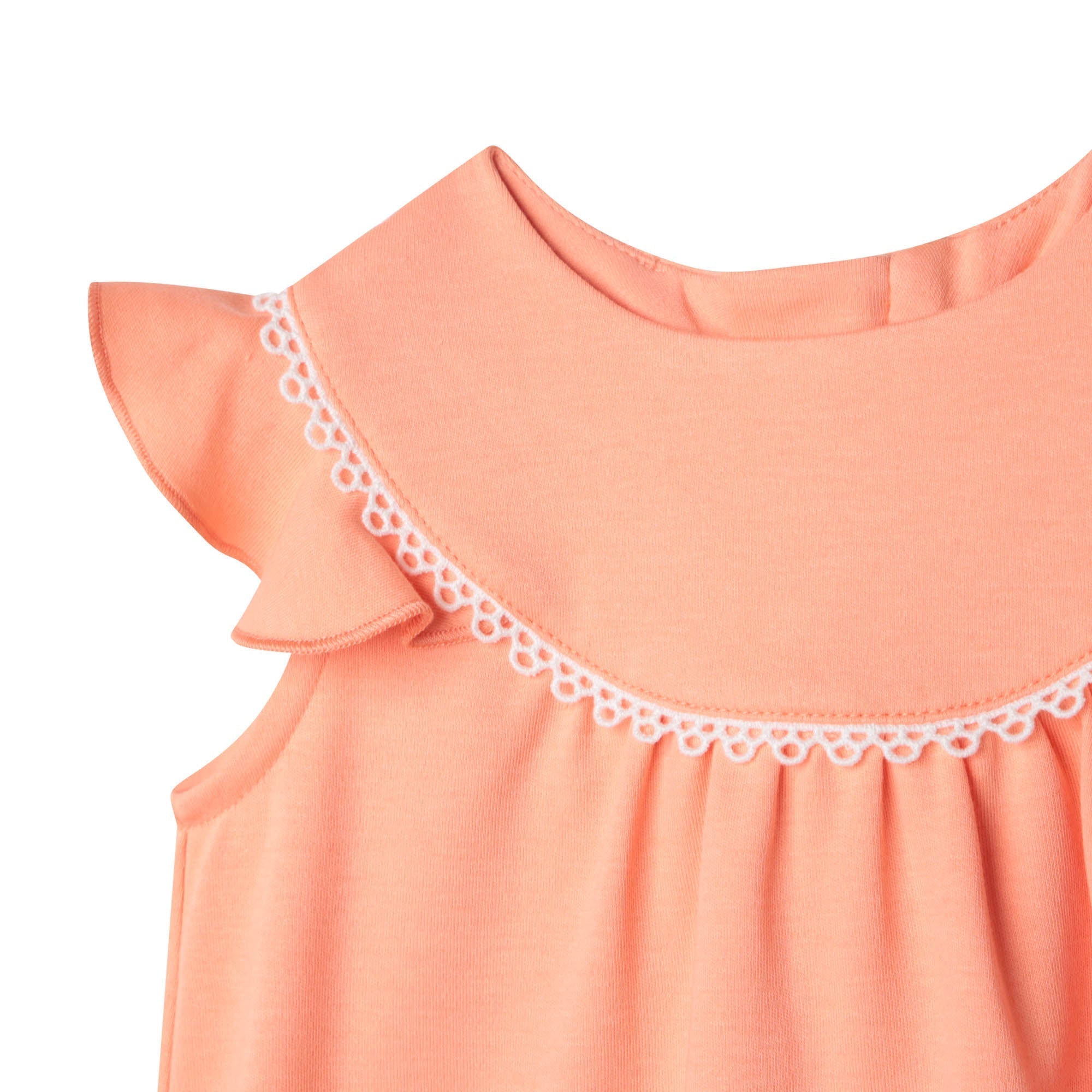 Robe brodée à volants en coton - Light Peach
