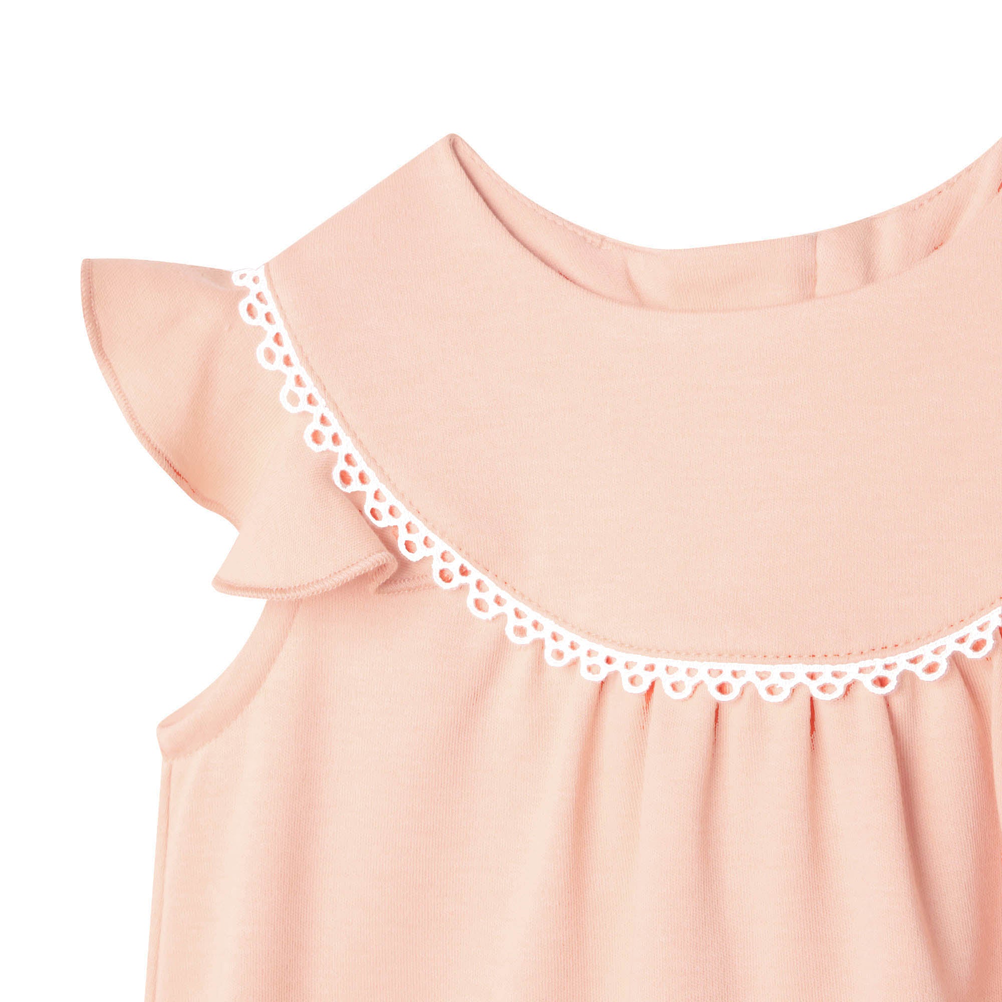Robe brodée à volants en coton - Bois de Rose
