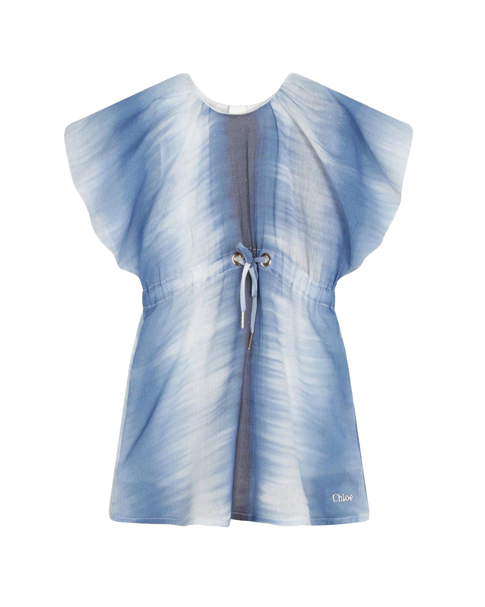 Cotton gauze dress - Blue White