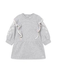 Flounced cotton dress - Heather grey