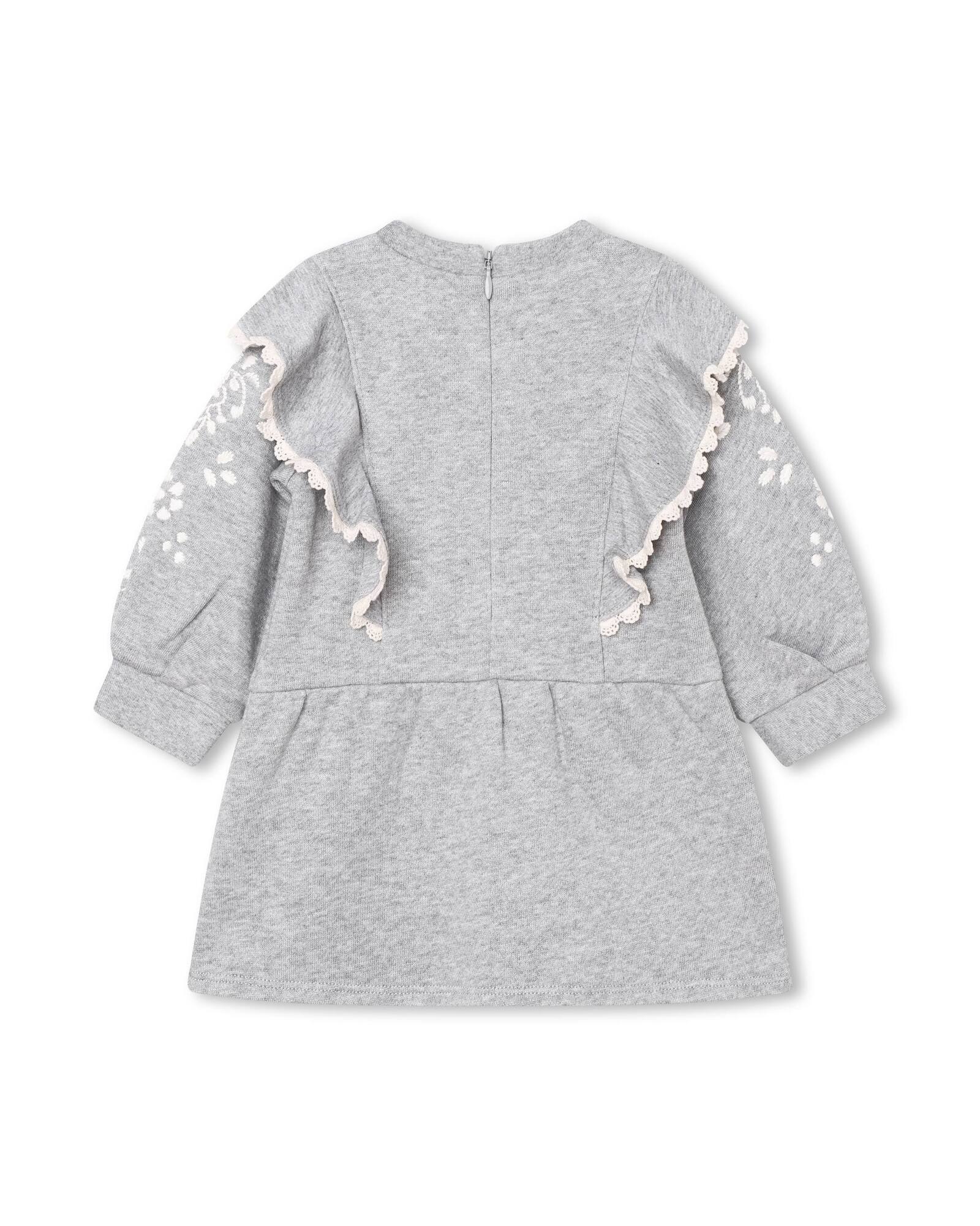 Flounced cotton dress - Heather grey