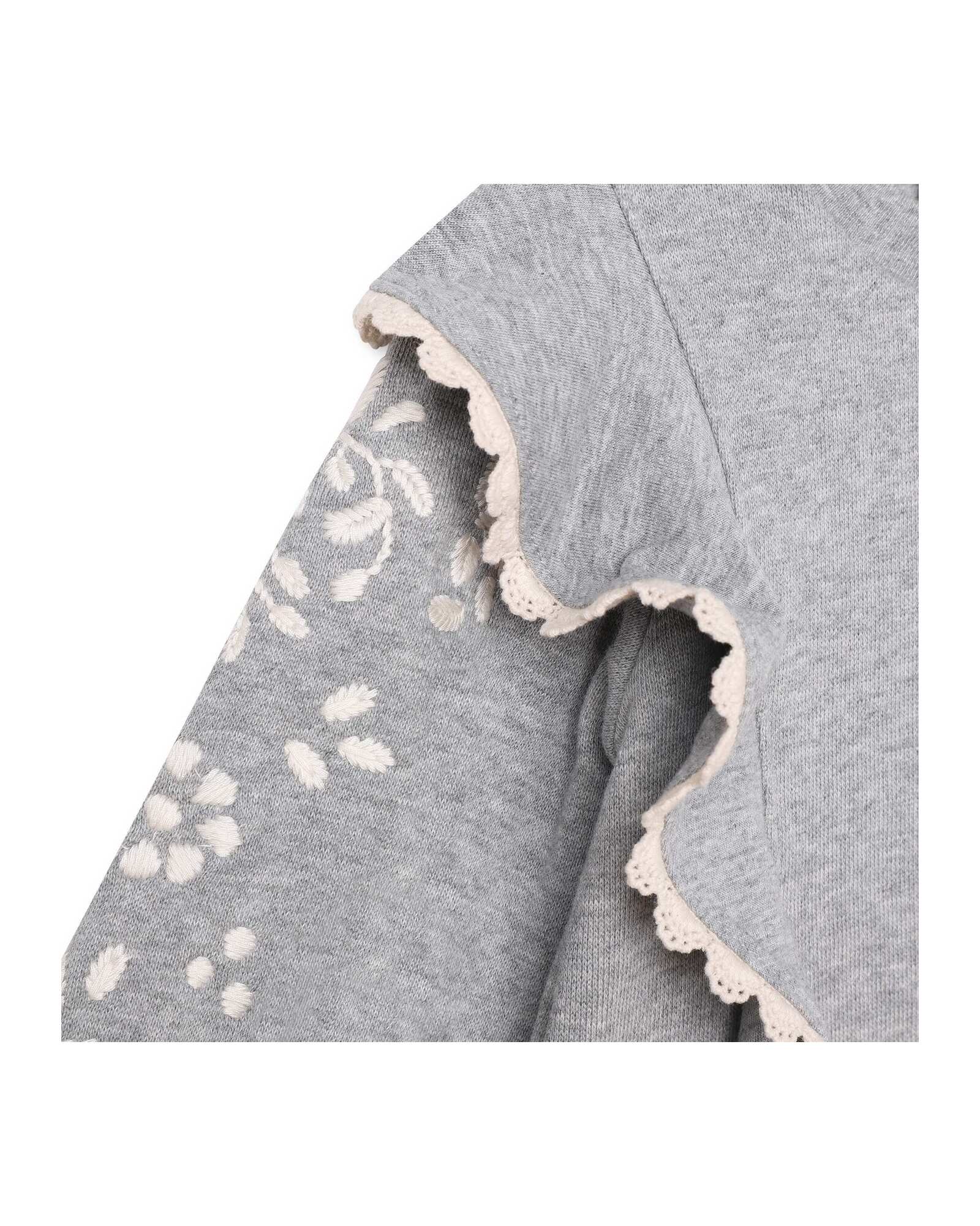 Flounced cotton dress - Heather grey