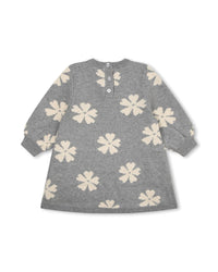 Robe pull à motif fleuri en coton - Gris Chiné