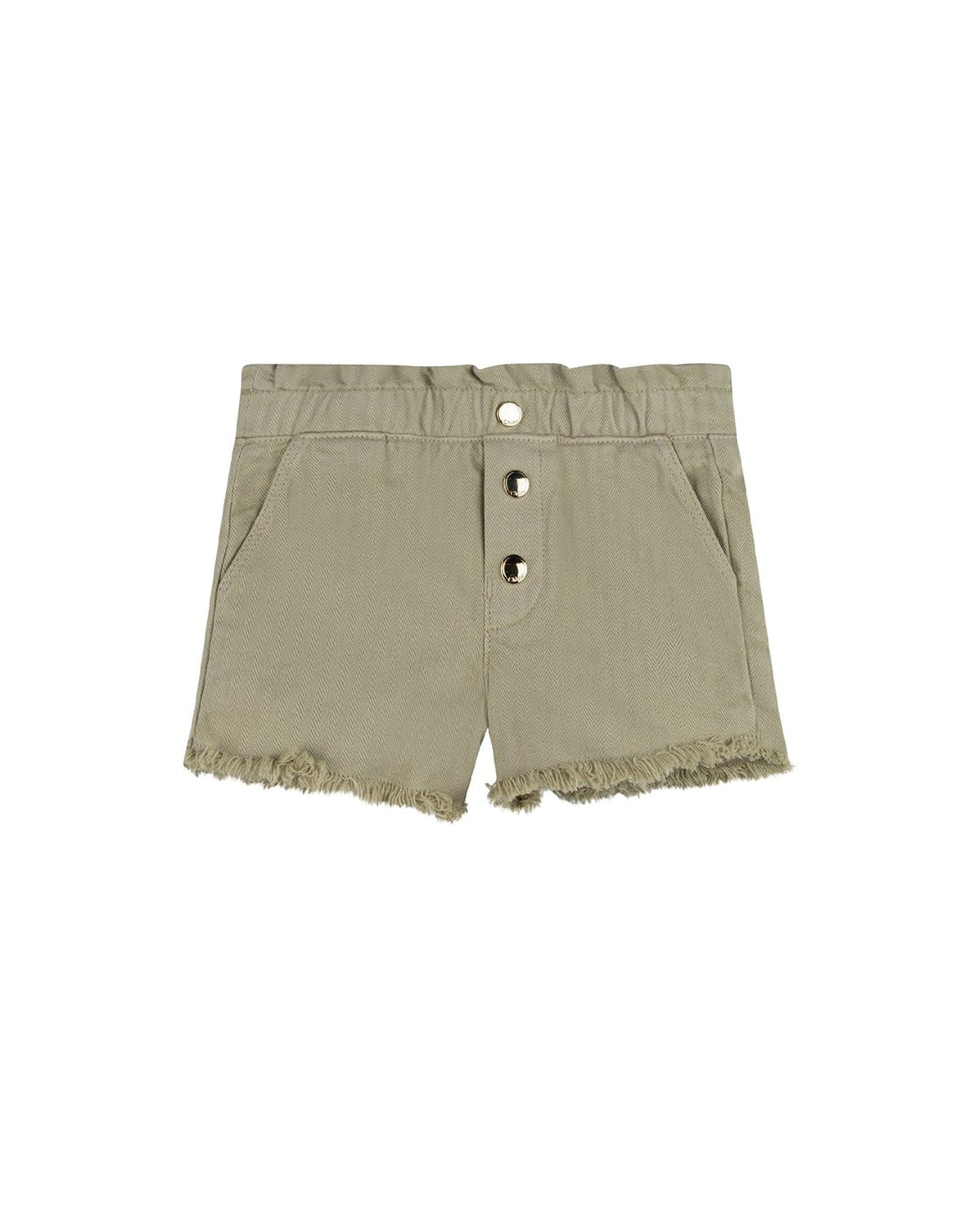 Cotton herringbone shorts - Tender Green