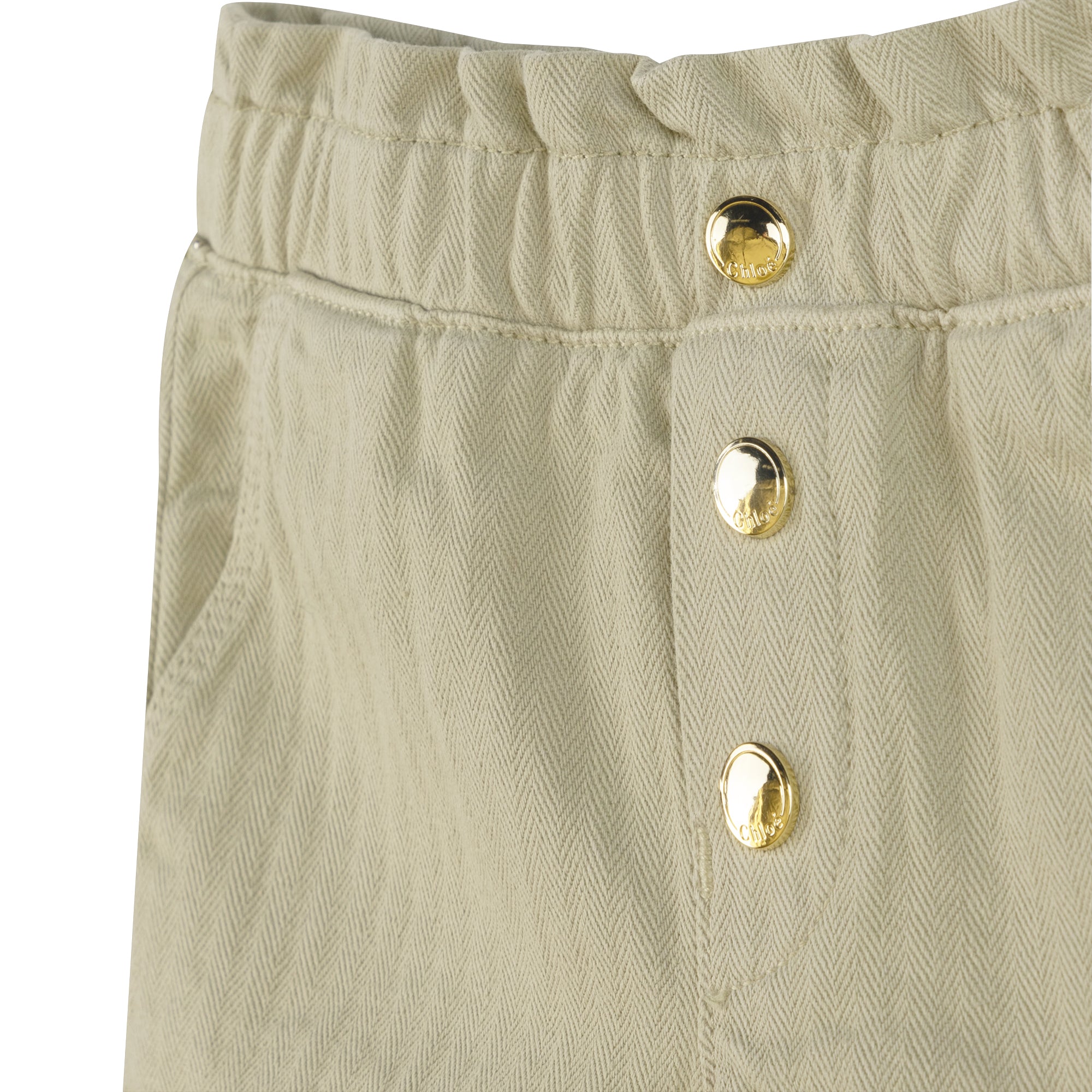 Cotton herringbone shorts - Tender Green