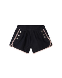 Short à pressions en lin - Bleu Amiral