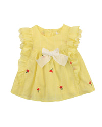 Blouse en percale avec broderie coquelicot - Light lime