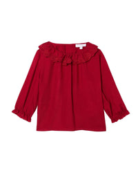 Blouse en twill brodé - Griotte