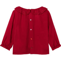Blouse en twill brodé - Griotte