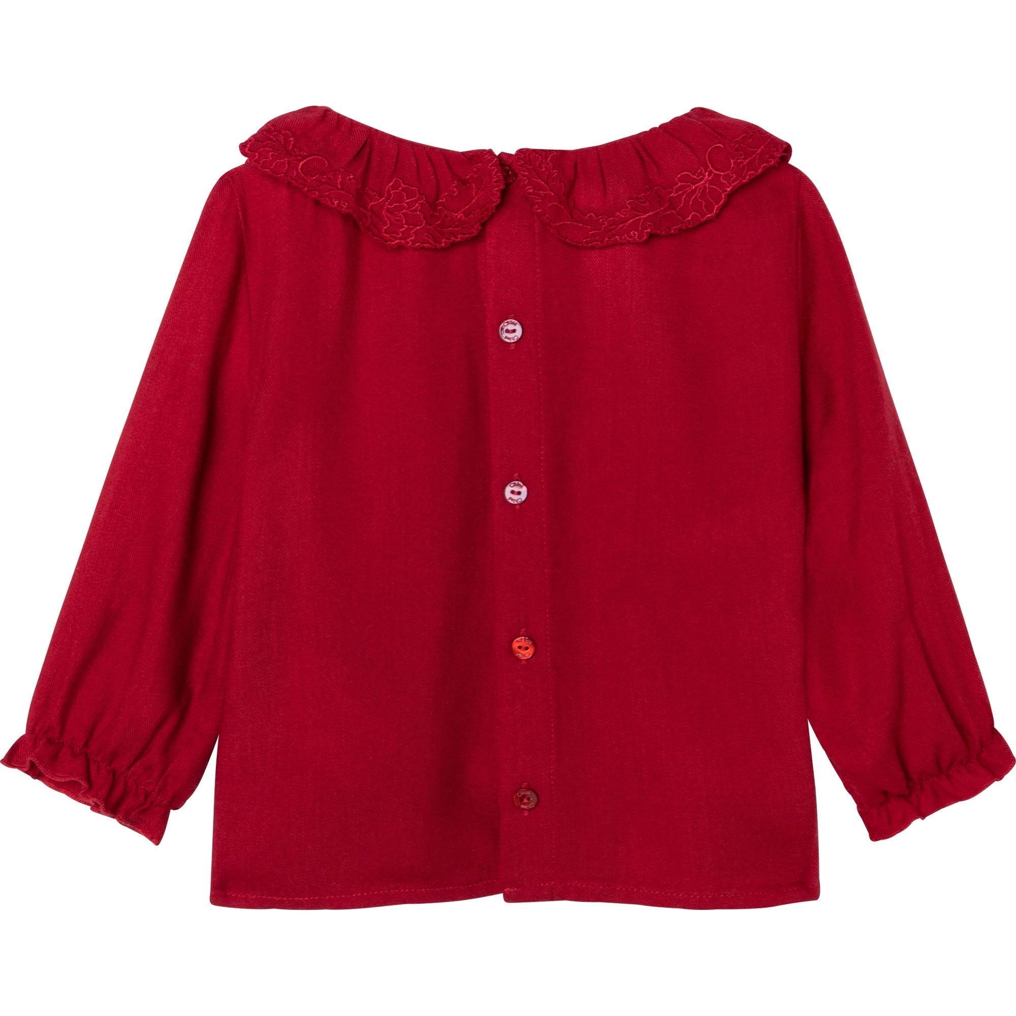 Blouse en twill brodé - Griotte