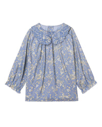 Blouse en twill art déco - Ice blue