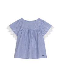 Blouse en tissu rayé bande brodée - Rayure Bleu
