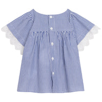 Blouse en tissu rayé bande brodée - Rayure Bleu