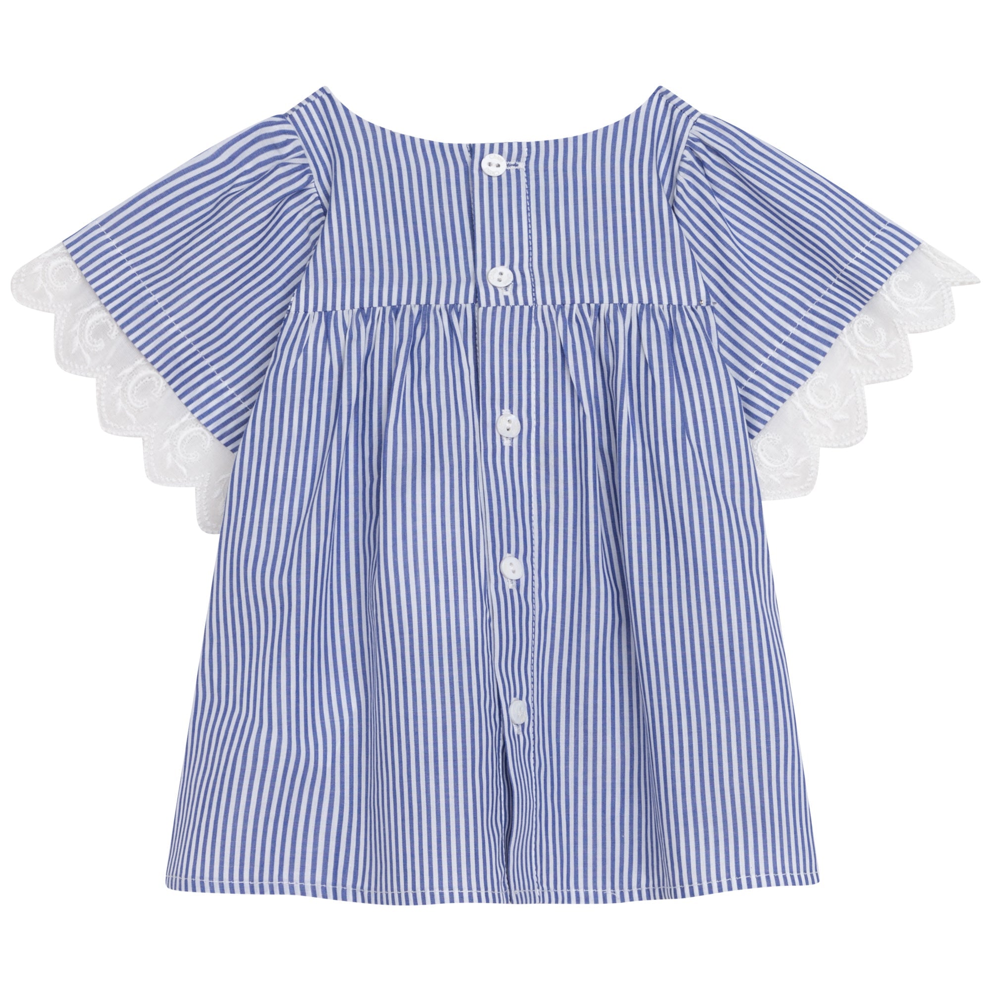Blouse en tissu rayé bande brodée - Rayure Bleu