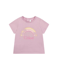 T-shirt avec visuel arc-en-ciel et logo - Mauve