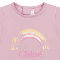 T-shirt avec visuel arc-en-ciel et logo - Mauve