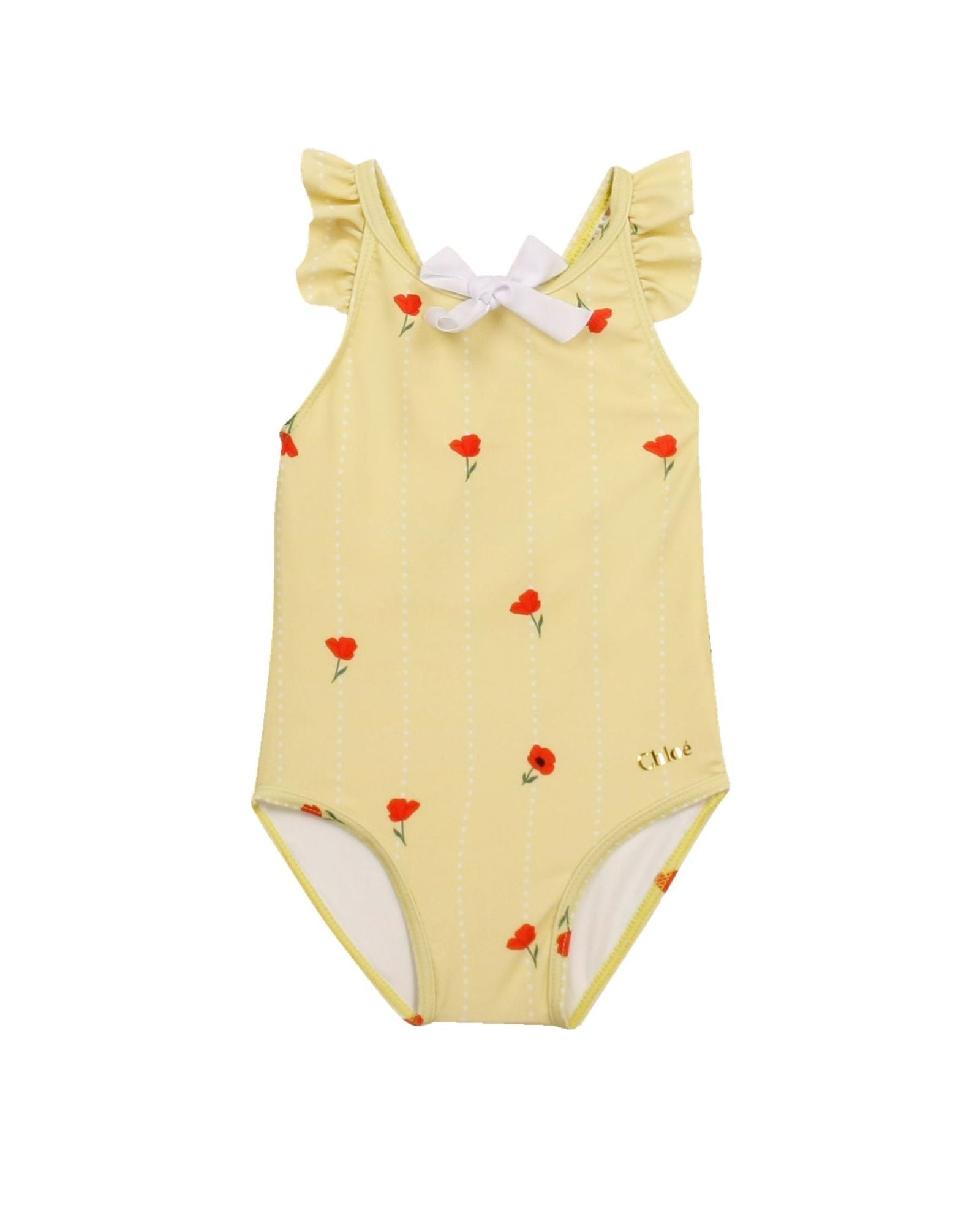 Maillot de bain 1 pièce avec imprimé coquelicot - Light Lime