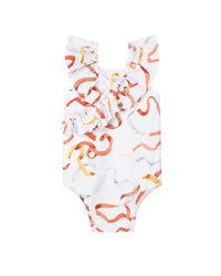 Maillot de bain 1 pièce intégral à volants - Multicolor