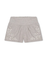 Embroidered t-shirt and shorts set - White Beige