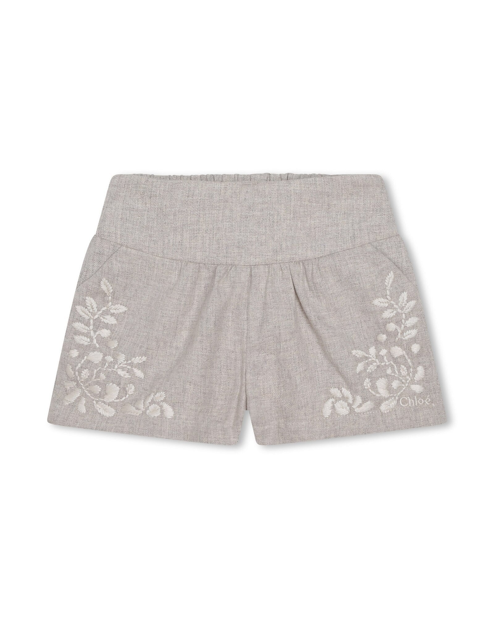 Embroidered t-shirt and shorts set - White Beige