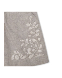 Ensemble t-shirt et short brodé - Blanc Beige