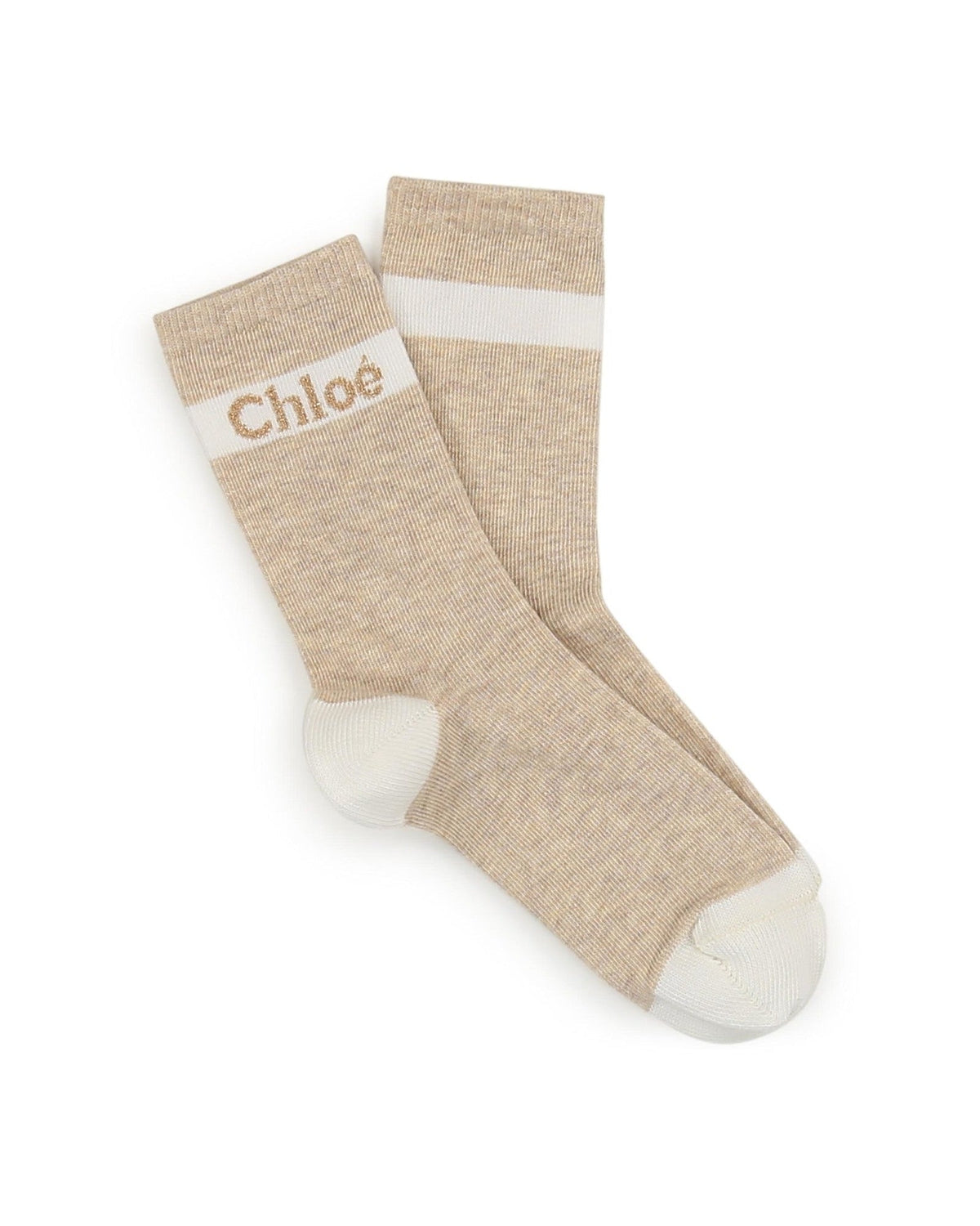 Chaussettes jacquard en coton - Beige Foncé