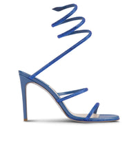 Sandales à talons Cleopatra 105 à strass en satin - Blue & Sapphire