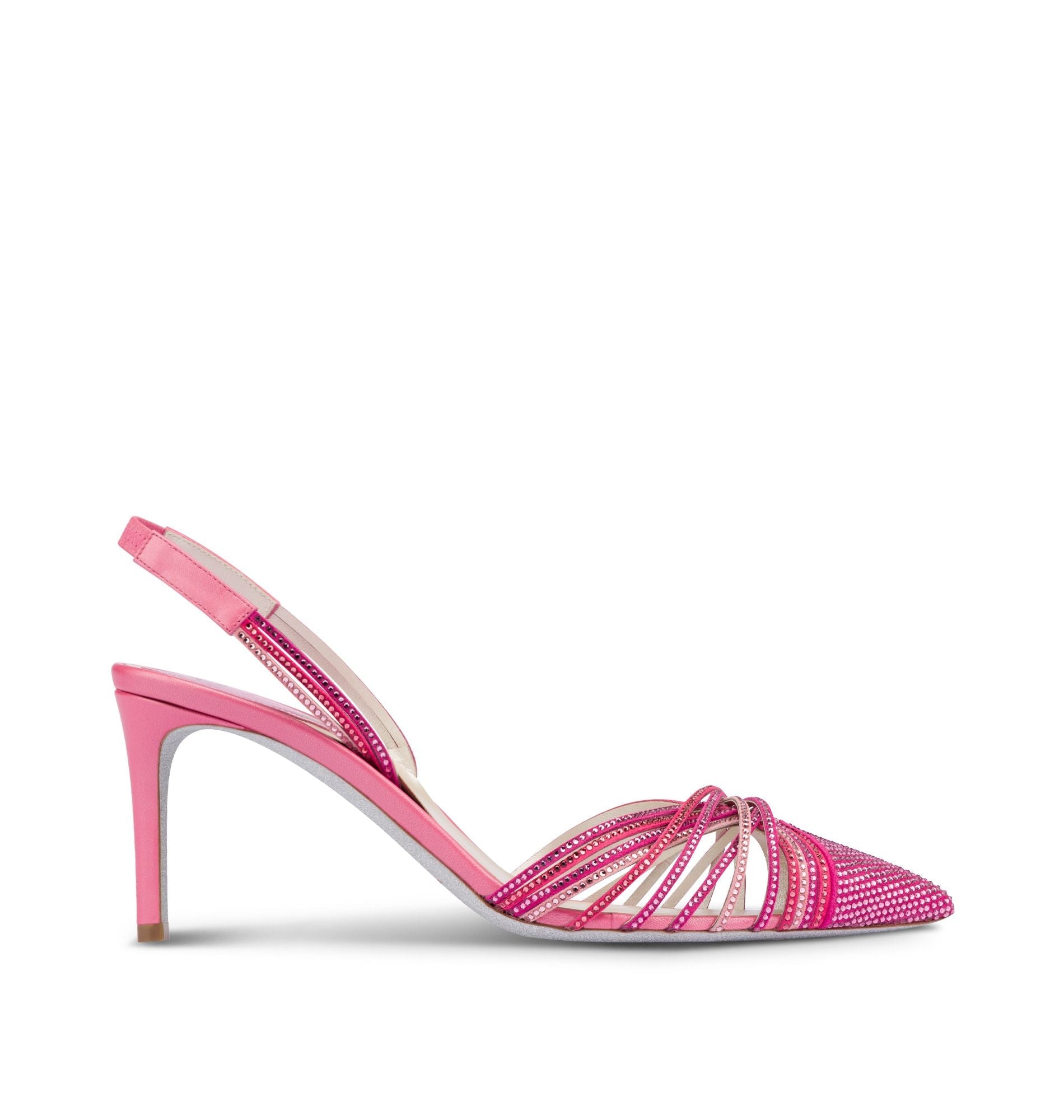 Slingbacks Vida 75 à strass en daim - Rosa