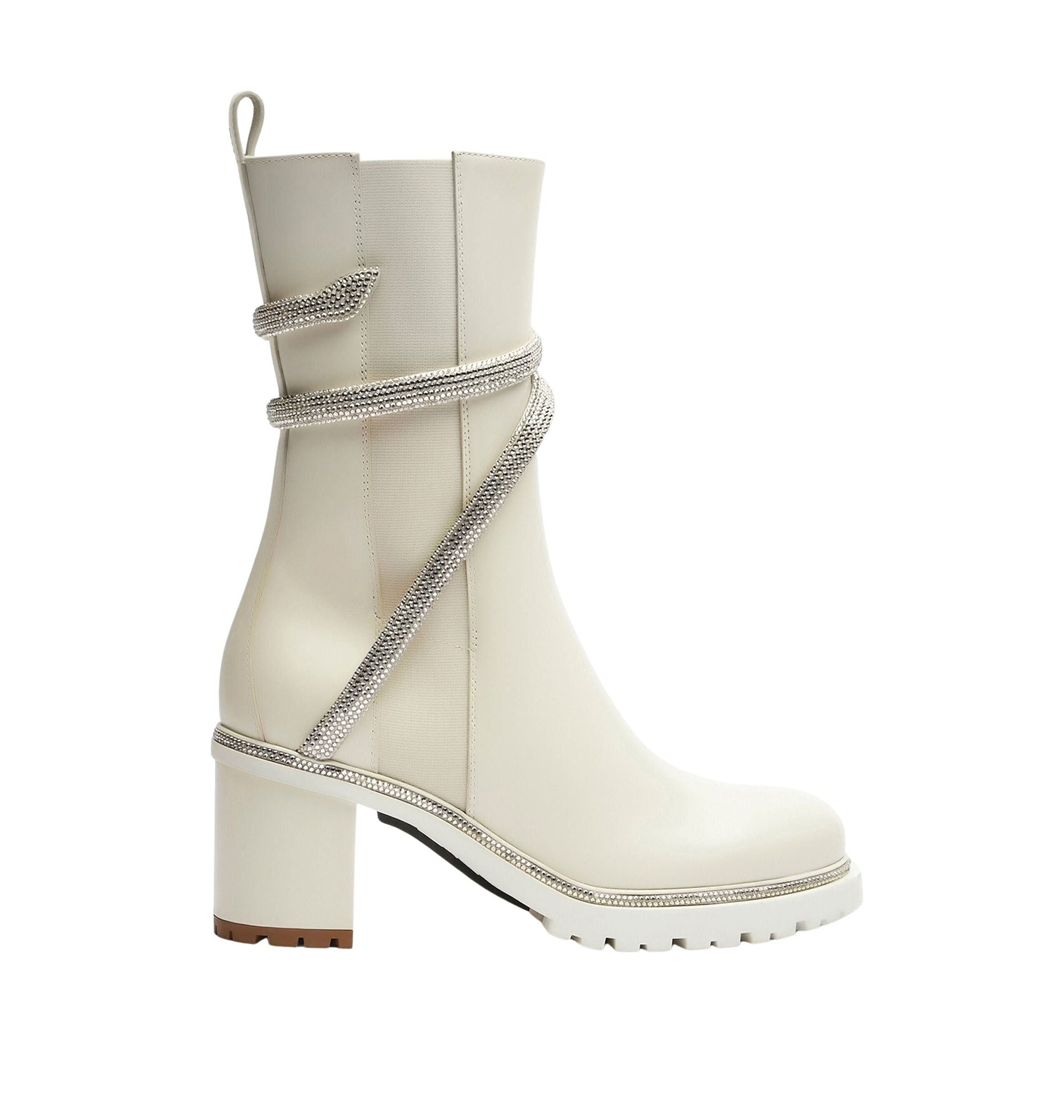 Bottines Cleopatra 60 en cuir - Beige & Silver Shade