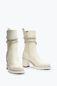 Bottines Cleopatra 60 en cuir - Beige & Silver Shade