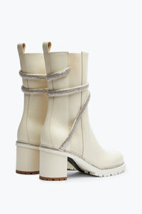 Bottines Cleopatra 60 en cuir - Beige & Silver Shade
