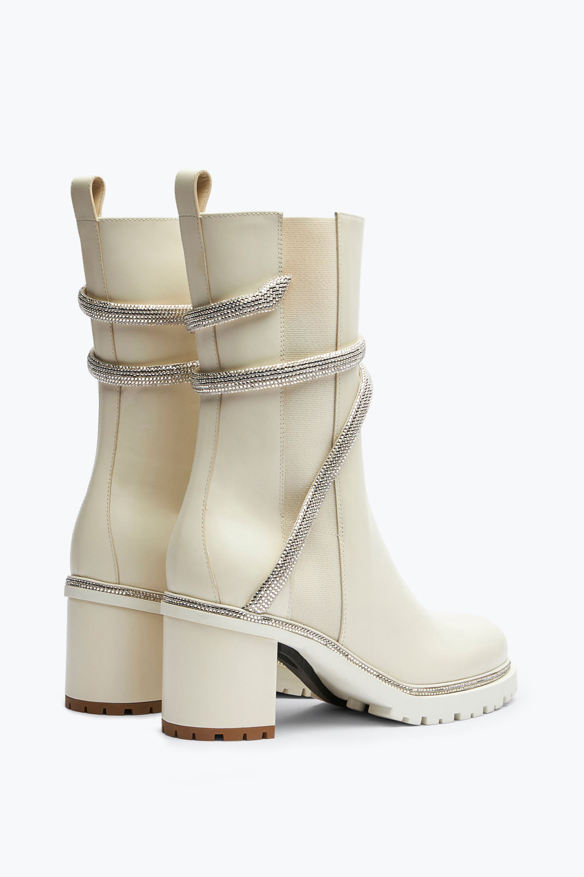 Bottines Cleopatra 60 en cuir - Beige & Silver Shade