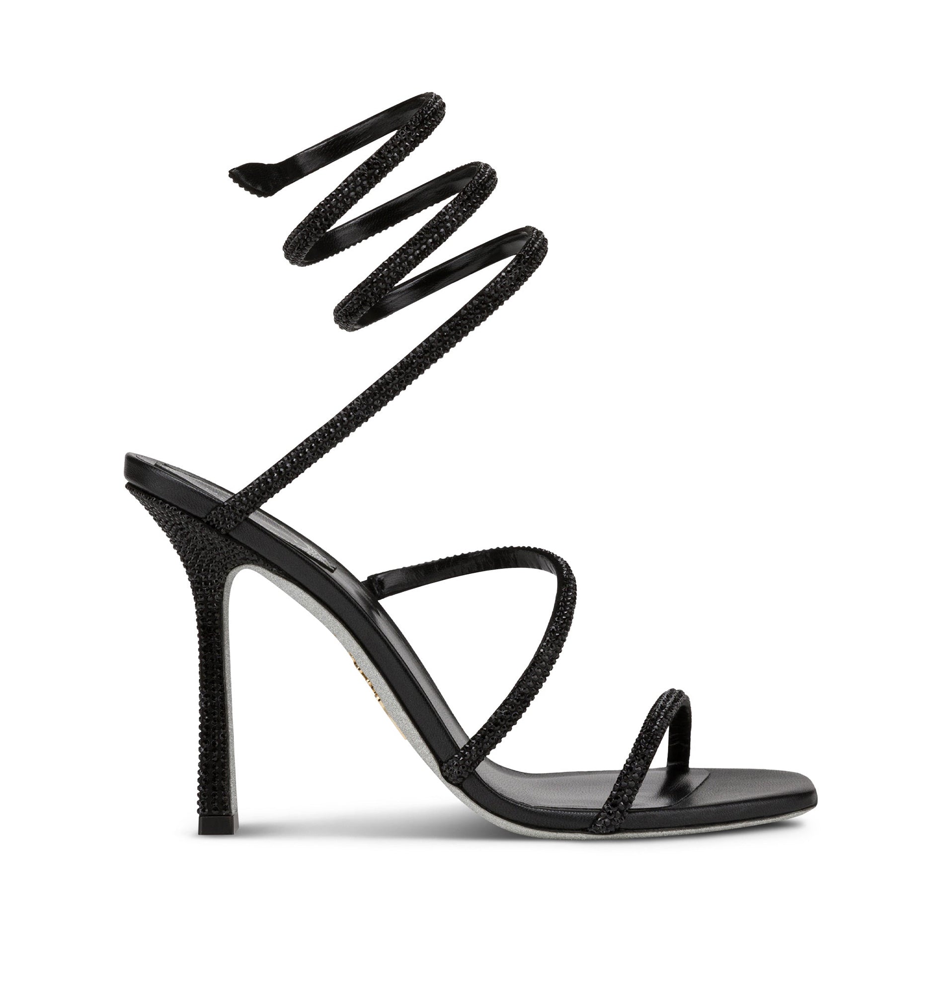 Sandales à talons Cleopatra 105 à strass en satin - Nero & Jet