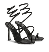 Sandales à talons Cleopatra 105 à strass en satin - Nero & Jet
